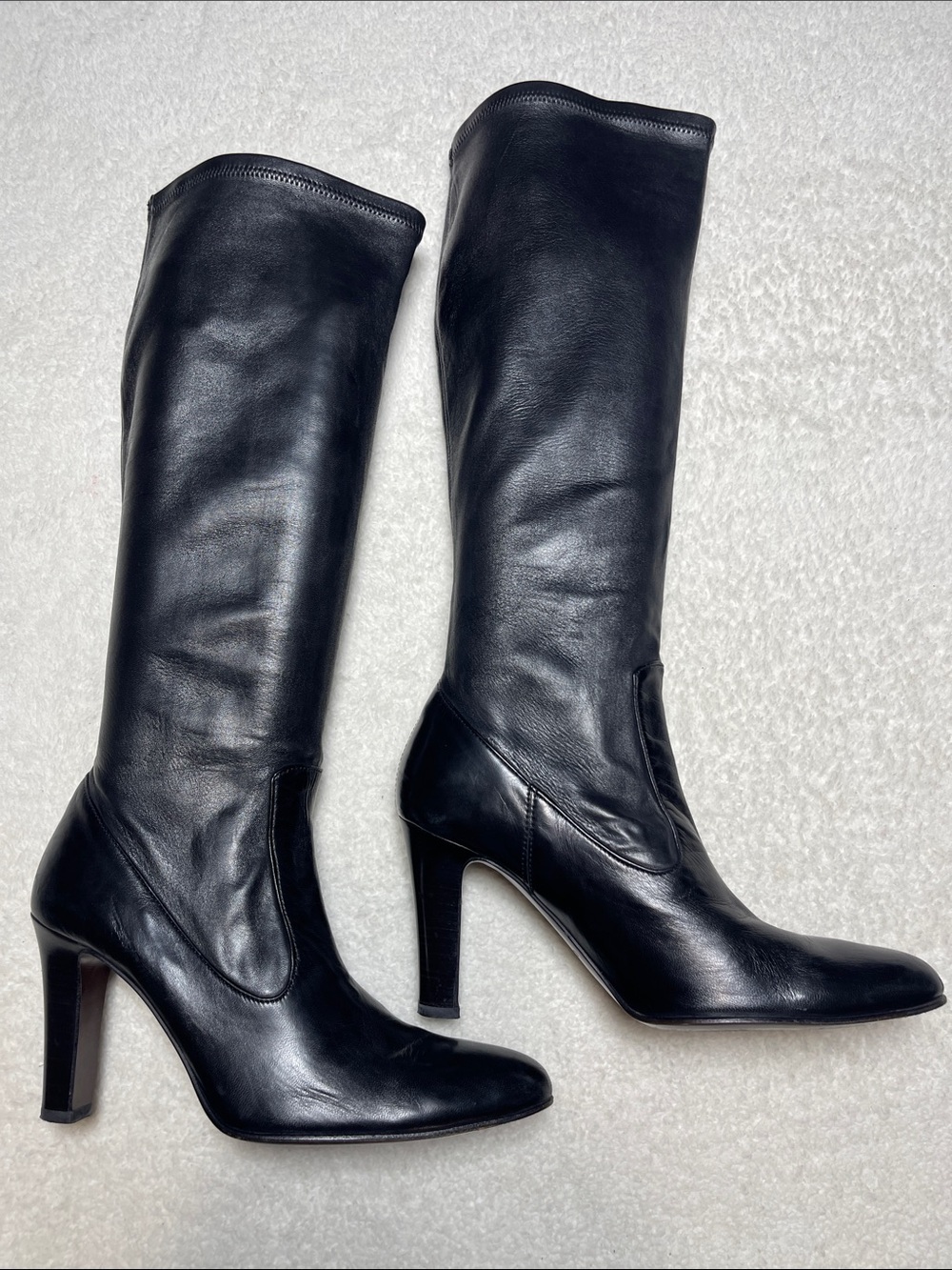 Cole Haan Black Leather Knee-High Heeled Boots Size 8 B